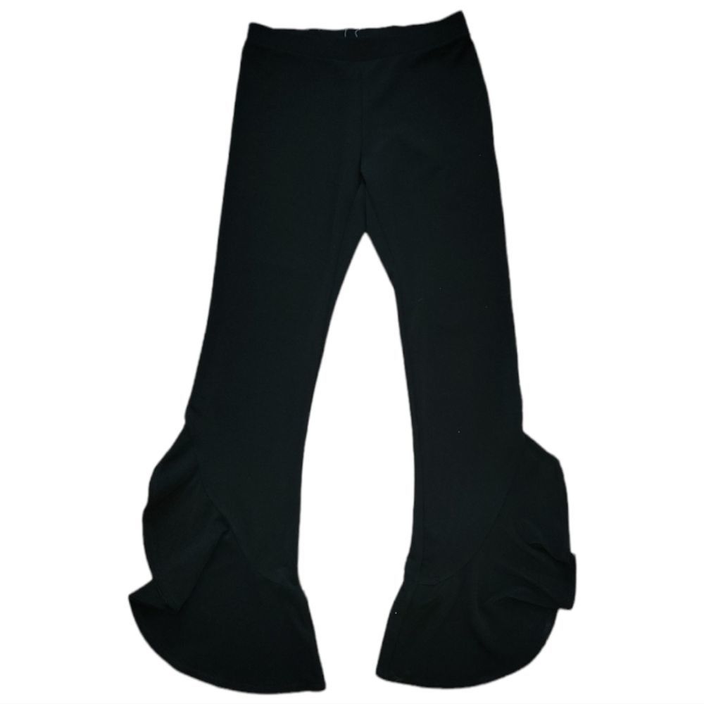 Zara Ruffle Frill-Flare Black Pants XS